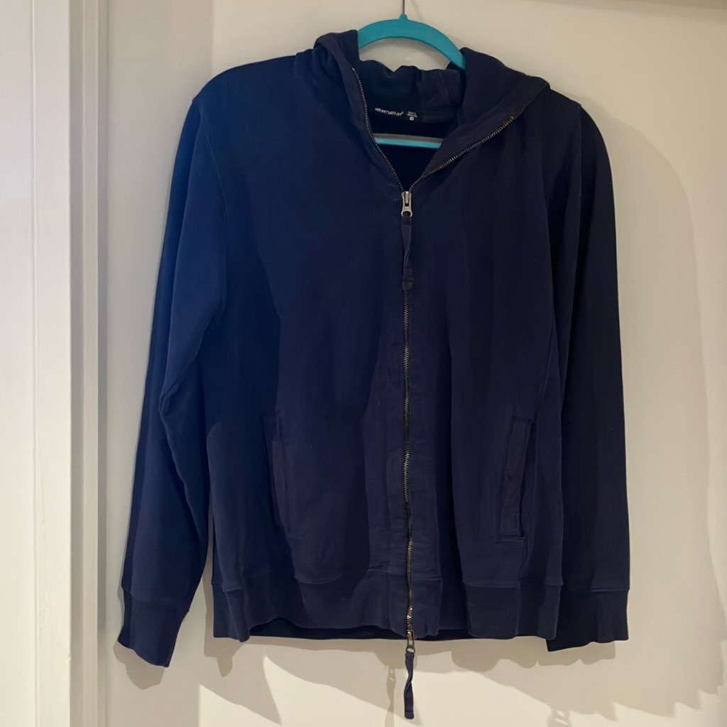 Mens Navy Hooded Sweatshirt Size Med  Made In Indonesia By Alternative Apparel